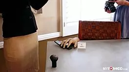 Busty MILF Amber Michaels fucks young girl at crime scene.