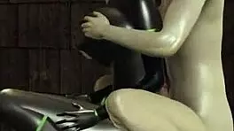 Ladynoir fucked hard by Mister-Bug in cartoon latex costume