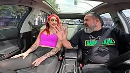 DRIVING through Sao Paulo streets with NAKED redhead in car - Ginger Smith