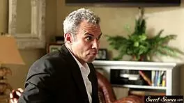 classy stepdaughter gets pussyfucked by stepdad in erotic roleplay