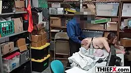 Teen Burglar Gives Blowjob In Garage