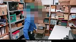 Sexy black teen shoplifter Amethyst Banks with big ass gets fucked by security officer in the office