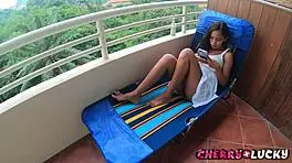 Hey, check out this sexy girl with perfect legs outdoors!