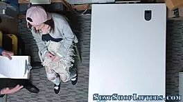 oh man, that shoplifter girl got a huge facial from the security guy, it was so messy and real