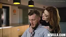 Hey, watch Nala Brooks give Brick Danger a sloppy blowjob in doggystyle, bending over with her petite tits and ass on display 😏