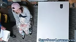 oh man, that shoplifter girl got a huge facial from the security guy, it was so messy and real