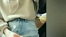 Intense public masturbation leads to orgasm in shorts