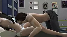 Bored housewife entertains young guy at home