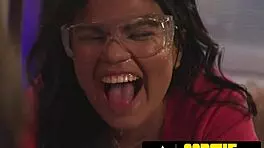 College babes Kimmy Kimm and Summer Col squirt with MILF Dee Williams