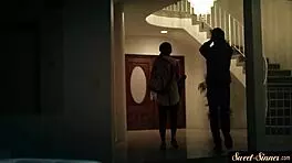 classy petite teen spooned by stepbrother