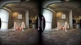 mika teases her cock solo in vr, masturbating with toys
