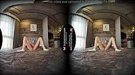 mika teases her cock solo in vr, masturbating with toys