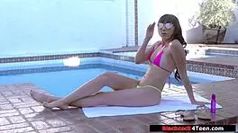 Hot Brunette Neighbor Deepthroats Massive Black Cock in Hairy Masturbation Scene