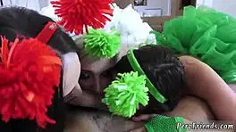 Teen 18+ experiences her FIRST TIME in a HARDCORE threesome with friends.