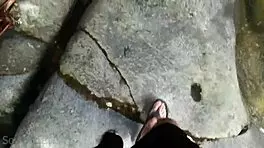 Outdoor creampie by the river almost caught in real homemade video 😏