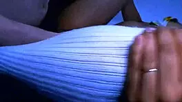 shy college teen feeling guilty staring at friend's mother-in-law's tits at dinner