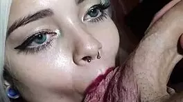 Blonde Teen 18+ Smearing Lipstick During Deep Blowjob With Cute Amateur Flair
