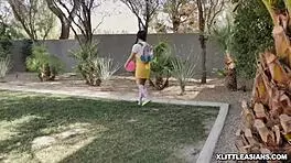 I love how Ella Voneva's Asian pussy gets rammed by Diamond Banks with a strap-on