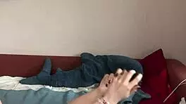 Gorgeous teen sucks dick while flirting on snap, tied up for cumshot pov