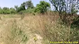 I picked up hitchhiking teen who rubbed my bulge in public handjob scene