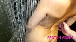 Behind scenes shower with redhead fan