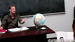 naughty girl seduces her older teacher with a blowjob