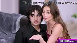 hot teen bffs kiss and blowjob in wild foursome 😈