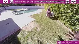 VR Bangers Sexy Brunette Cougar Bangs Young Gardener in Missionary