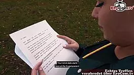 Risky public sex with German blonde teen 18+ slut and nearly got caught.