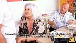 Mature4K Slutty Granny Seduced by Handsome Waiter Before Hubby