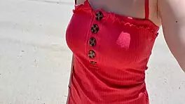 Sexy Teen 18+ Dares Extreme Play on Public Beach