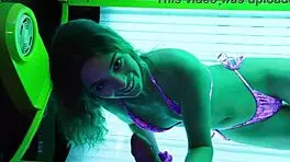 Tag teamed at tanning salon with facial cumshots and blowjobs