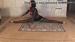 Teen Gymnast Stretches Legs, Showing Off Huge Tits!