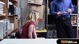 I watch this blonde sugarbabe getting roughly fucked by a security guard in doggystyle, bent over with her ass exposed.