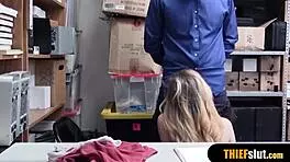 I watch this blonde sugarbabe getting roughly fucked by a security guard in doggystyle, bent over with her ass exposed.