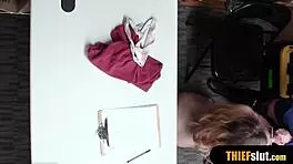 I watch this blonde sugarbabe getting roughly fucked by a security guard in doggystyle, bent over with her ass exposed.