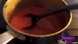 Joon Mali poses sexy in the kitchen