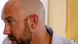 highheeled model gets spoon fucked in the kitchen