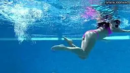 Jessica Lincoln enjoys being naked in the pool with her ex-girlfriend.