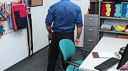 Petite Teen Shoplifter Performs Blowjob on Horny Security Officer