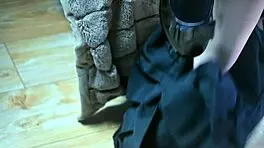 Elizabeth Liones uses glass dildo in all holes.