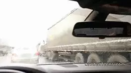 big tittied teen 18+ tries anal in a parked car. she moans loud