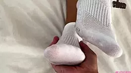 Stepbrother Receives Cumshot from Footjob After Licking and Sucking Toes