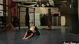 teen babe rides stepdad's cock at the gym