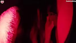 Cutie gags on neighbor's huge cock for a messy mouth cumshot.