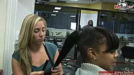 Skinny blonde with small 18+ tits craves a big black cock. She got picked up quick!