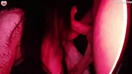 Cutie gags on neighbor's huge cock for a messy mouth cumshot.