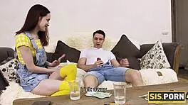 skinny stepsis bends over for doggystyle cash deal with bro