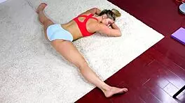 Blonde Cutie Performs Sexy Non-Nude Yoga Display in a Stunning Clothed Voyeur Scene for All to Admire