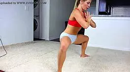 Blonde Cutie Performs Sexy Non-Nude Yoga Display in a Stunning Clothed Voyeur Scene for All to Admire